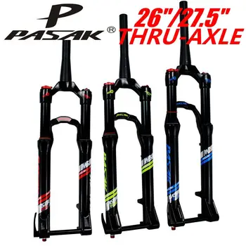 

PASAK 27.5" 26" 27.5er 15QR QR15*100mm thru-axle Suspension Bike fork Bicycle MTB air damping Fork Alloy Disc Brake Fork