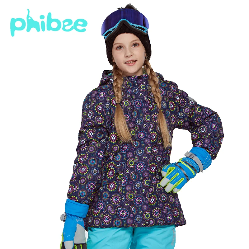 

Phibee Girls Ski Snowboad Jacket Warm Breathable Kids Winter Clothing Windproof Waterproof Breathable Coat
