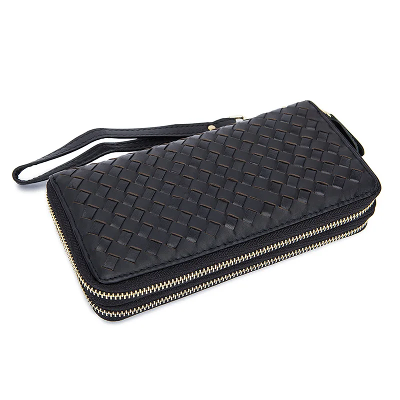 

wholesale restoring ancient pure manual weaving hand bag leather men's leather wallet long purse