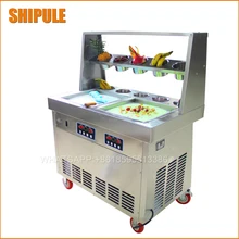 220v 110v 35*35cm double square pan fried ice cream machine ice cream machine roll double roll milk Ice Cream Roll Machine