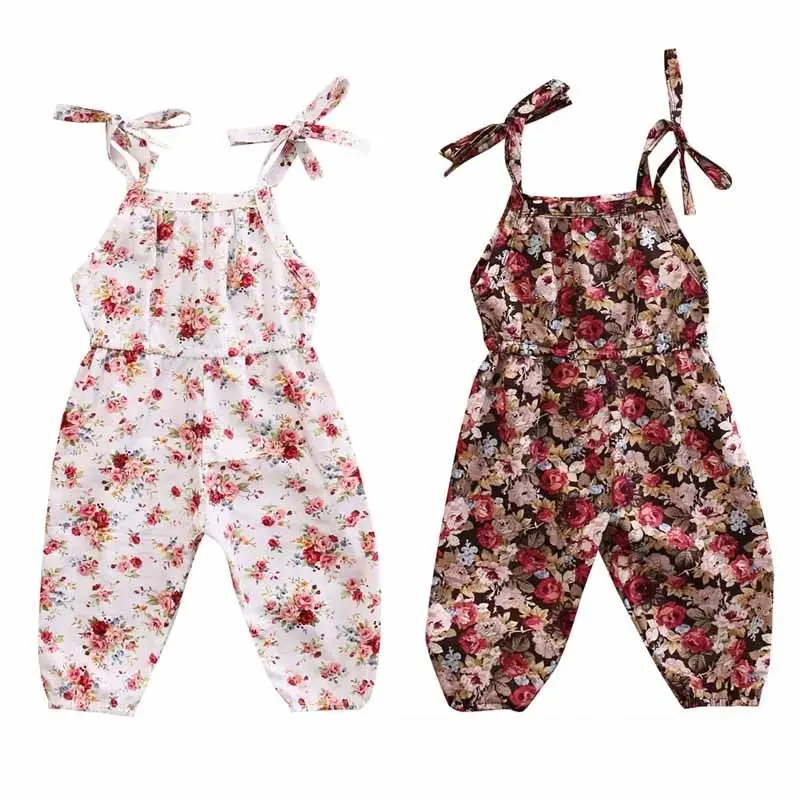 Summer Kids Infant Baby Girls Romper Floral Sleeveless Sunsuit Outfit Clothes