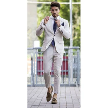 

Latest Coat Pant Designs Summer Beach Men Suit Slim Fit 2 Piece Jacket Tuxedo Custom Groom Blazer Prom Suits Terno(Jacket+pant)
