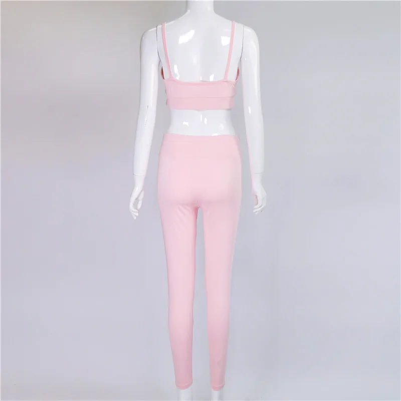 Розовые полые женские комплекты для йоги, новинка,, эластичный спортивный костюм для спортзала, одежда для фитнеса, спортивная одежда для тренировок, спортивный комплект из двух предметов