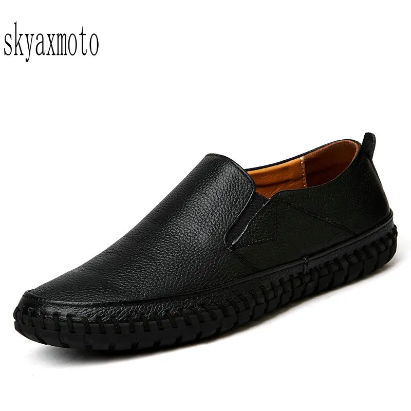 

Big Size Men Genuine Leather Shoes Slip On Black Shoes Real Leather Loafers Mens Moccasins Shoes Italian Designer Shoes