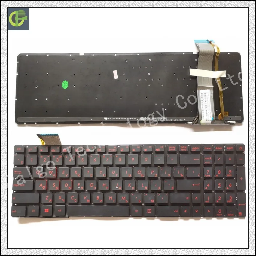 Русская клавиатура для ASUS GL752 GL752V GL752VL GL752VW GL752VWM ZX70 ZX70VW G58 G58JM G58JW G58VW RU черный с задней подсветкой