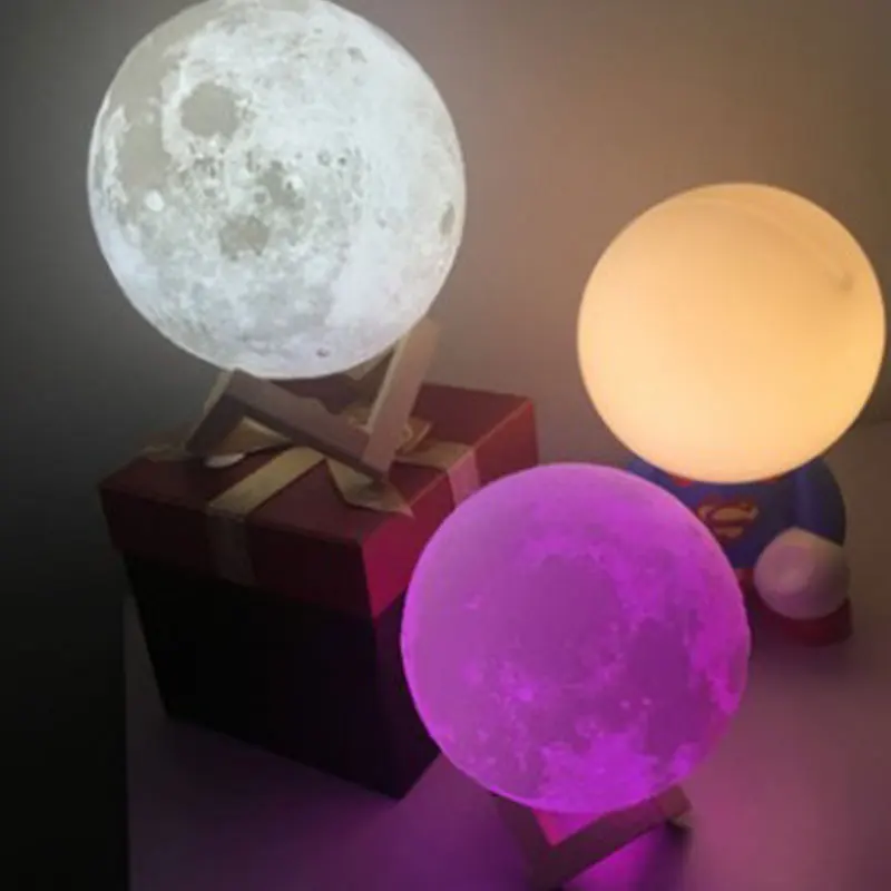 3D LED Moon Night Light Moonlight Colorful Desktop Lamp 20CM Practical 3d moonlight fashion led decorative lamp night light romantic birthday present moon night light