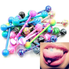 10 шт./лот Мода красочные блестящие украшения для пирсинга языка пикантные пирсинг из хирургической стали шпильки для языка ювелирных изделий для Для женщин Для мужчин