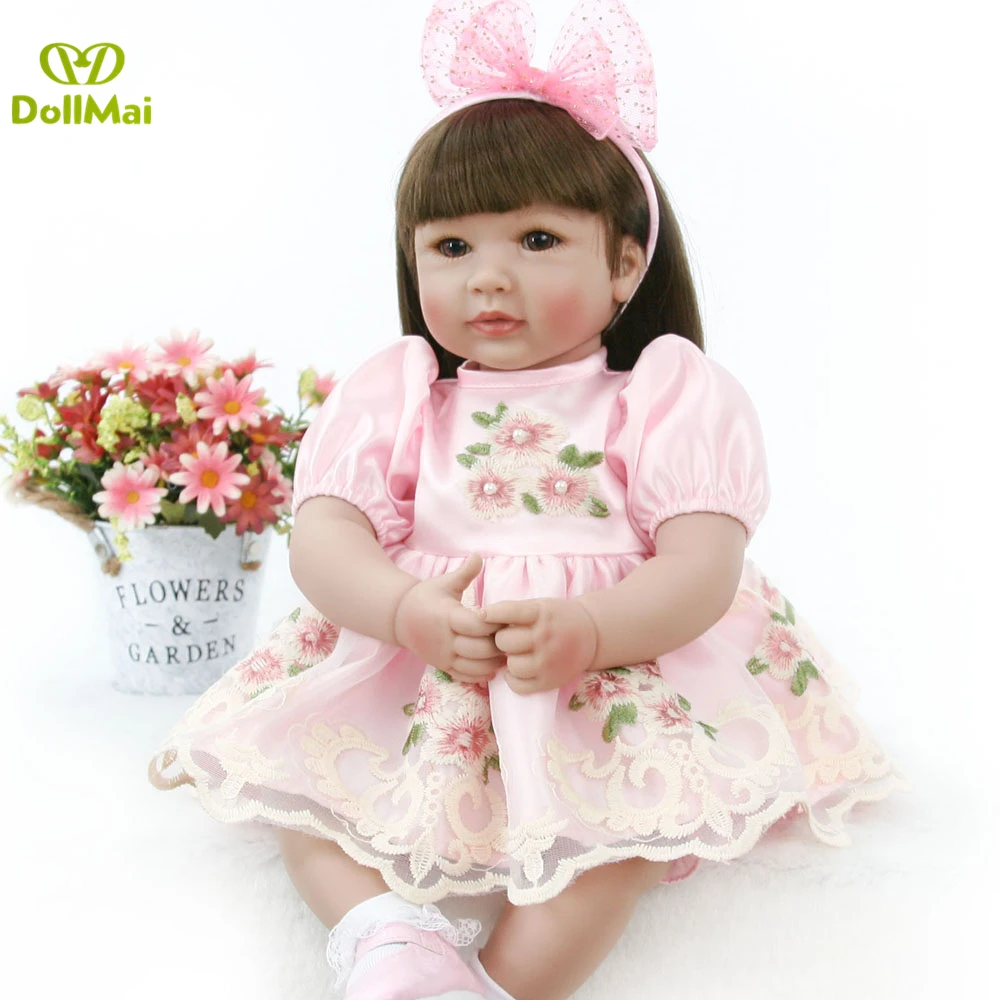 55cm Silicone Reborn Baby Doll Toys 22 inch Vinyl reborn girl Princess Toddler bebe Dolls Birthday Gift Present l.o.l doll