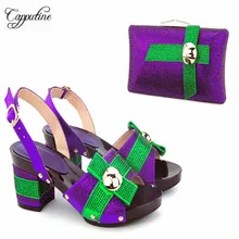 Capputine New Arrival Italian Shoes With Matching Bag Set For Wedding Party Fashion Women Gold Color Pumps Shoes and Bags Set