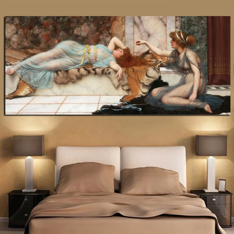 Mischief and Repose by John William Godward Oil Painting Printed on Canvas