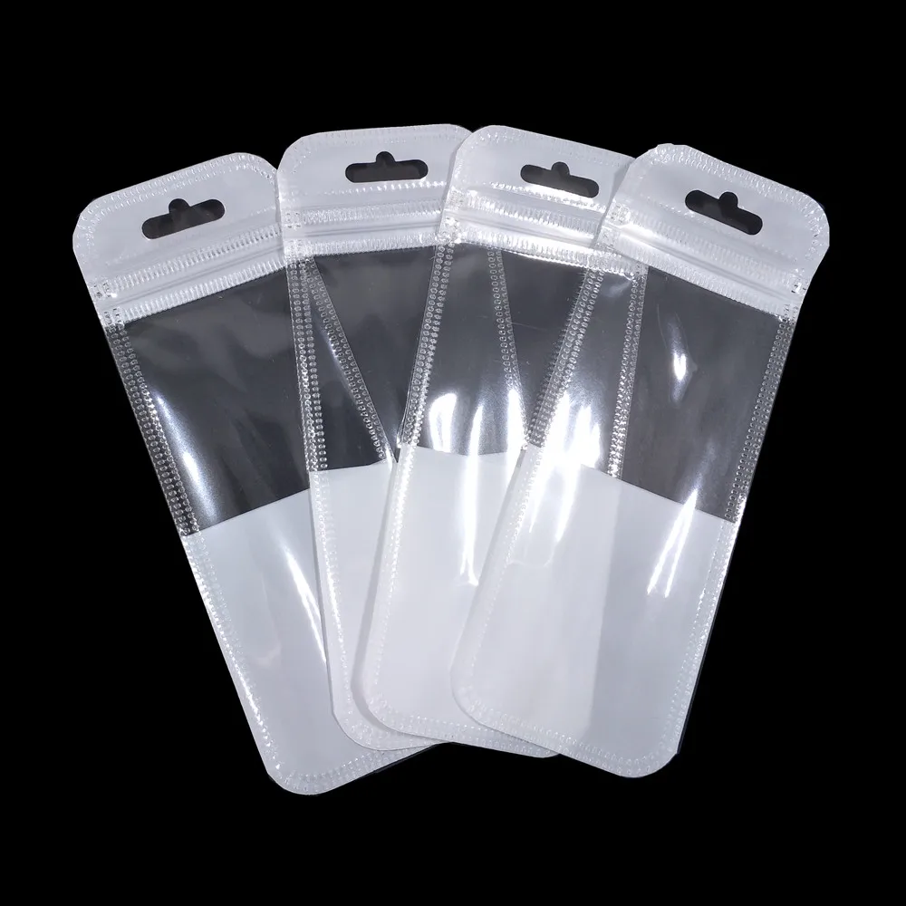 

200Pcs Clear/White Plastic Resealable Zipper Packaging Bag with Hang Hole DIY Crafts Electronics Zip Lock Storage Pouch 3 Sizes