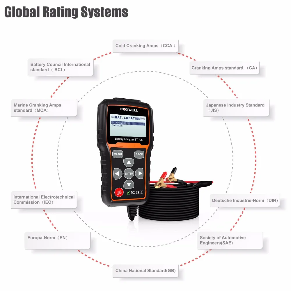 12V 24V Battery Tester Starting Charging Test Foxwell BT705 Car Diagnostic Tool