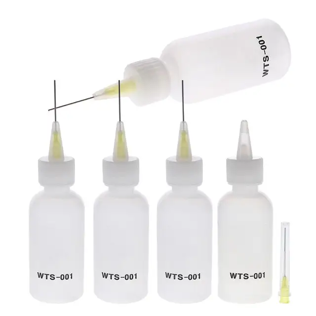 5pcs 50ml Plastic Bottle Container Glue Dispenser Needle Bottle for