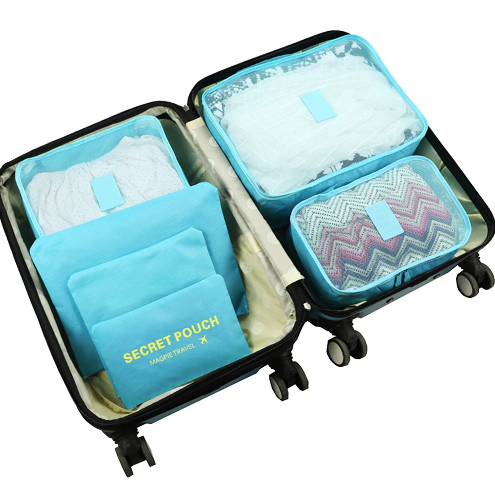 Водонепроницаемый нейлоновый набор из 6 шт. дорожная сумка для хранения шкаф контейнер для багажа органайзер для одежды Нижнее белье обувь 8 цветов - Цвет: O XL