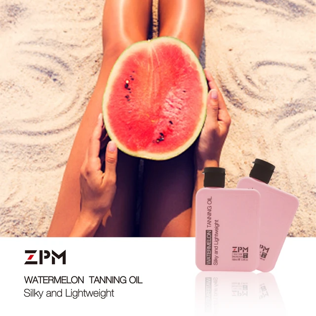 ZPM Watermelon Tanning Oil Moisturize Lightweight Tan Oil Broad Spectrum UVA UVB Protection Vitamin E Hypoallergenic