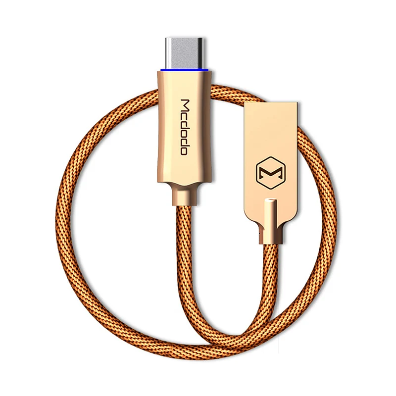 Mcdodo usb type C кабель QC3.0 Быстрая зарядка нейлоновый Плетеный USB C кабель для передачи данных для samsung S8 Xiaomi huawei Oneplus 5t type-c кабель - Цвет: gold