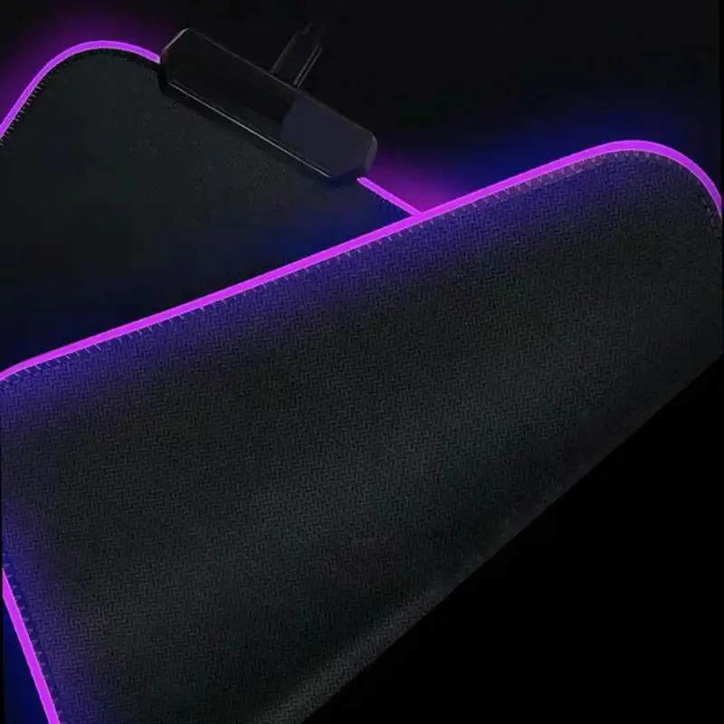 VODOOL Thick USB RGB Glowing Oversized Game Mouse Pad Colorful Luminous Thicken Keyboard Mat for PC Laptop Desktop