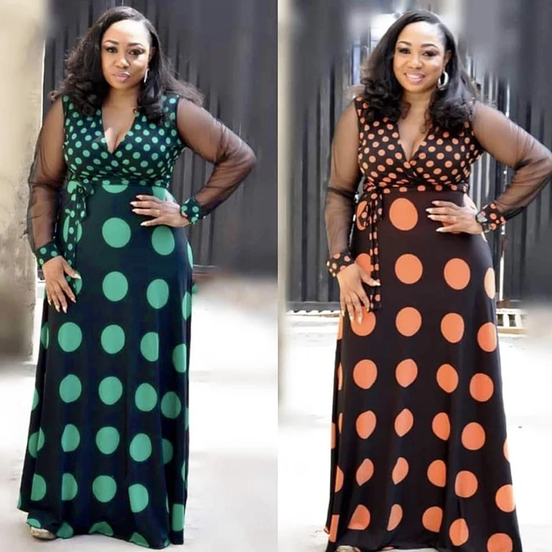 

long african dress summer Popstlye dresses for women party night dress dot design plus size 3XL 2019 elegant afircan dress sale