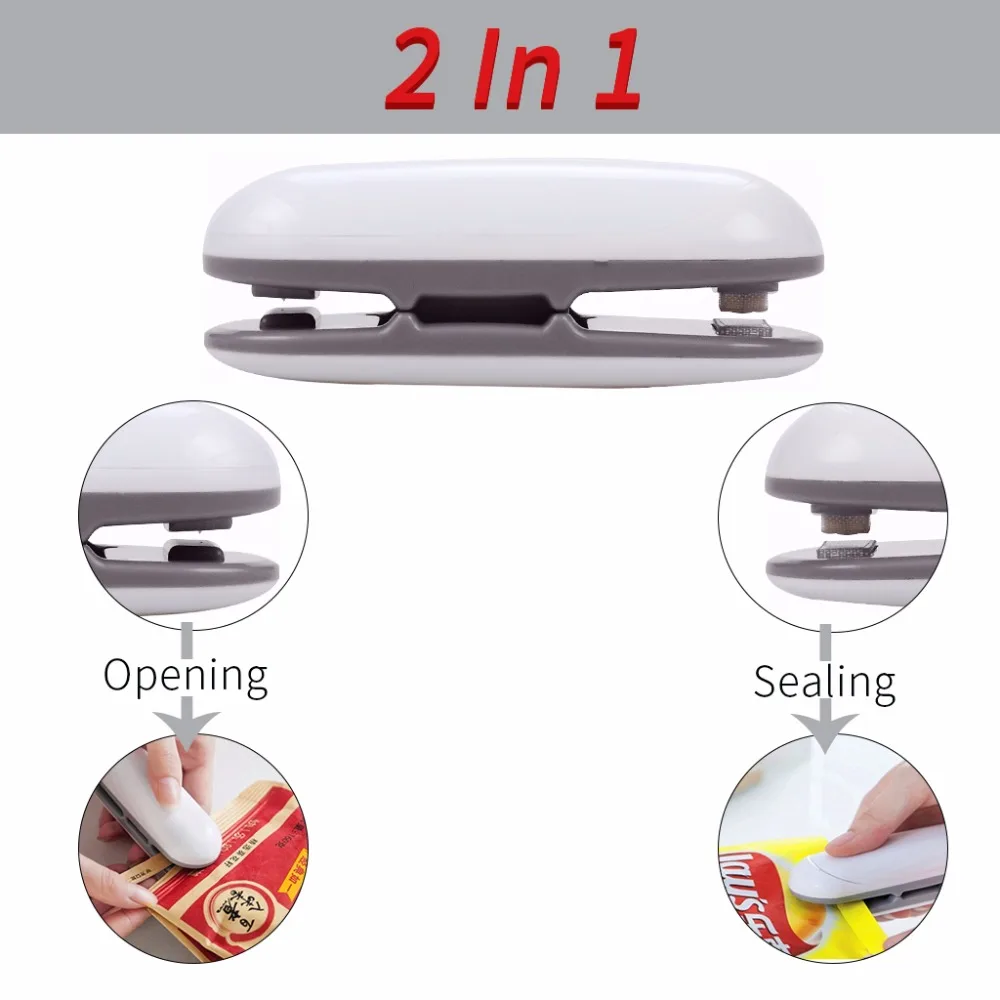 2 In 1 Handheld Bag Heat Sealer Hook Design Perfect for Food & Snack Storage Bag  Cut & Seal Quickly Make Food Fresh (No Batteries Included) (2)