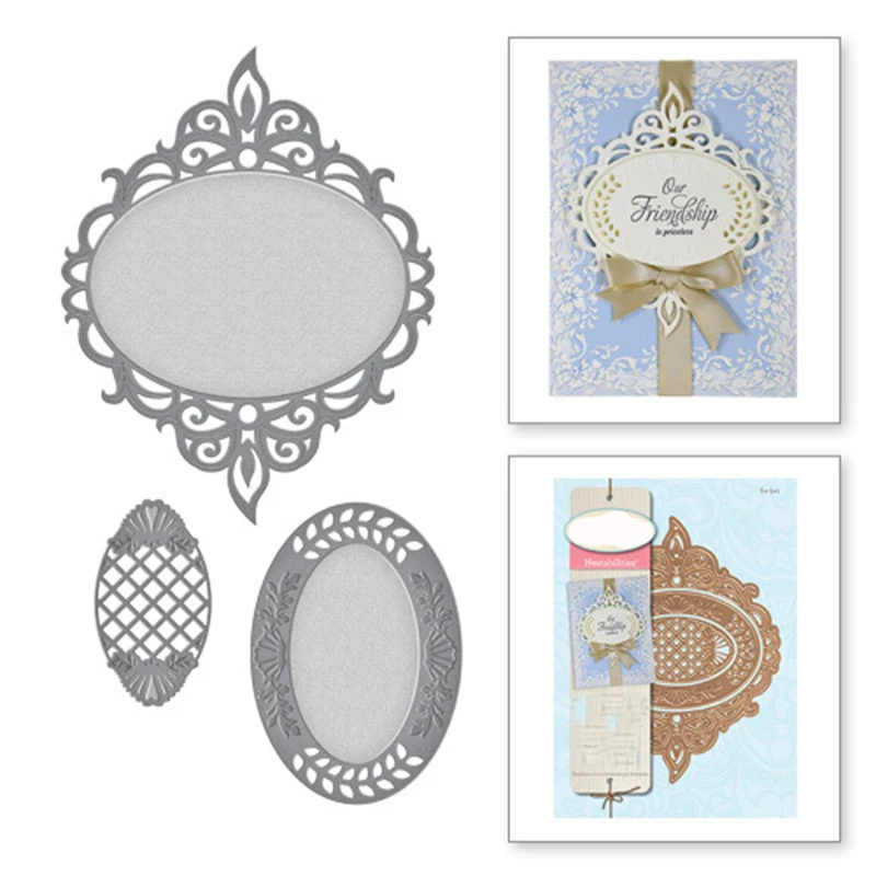 

Swovo Nested lace oval Metal Cutting Dies for Scrapbooking Craft Paper Card Embossing DIY Etched Die Cuts 2019 New 116*93mm