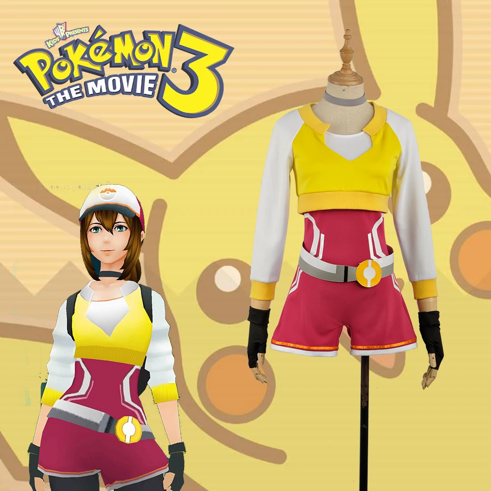 

Hand Tour Pokemon Go Yellow Vest Trainers Female Version Cosplay Costume For Christmas For Adult with Hat