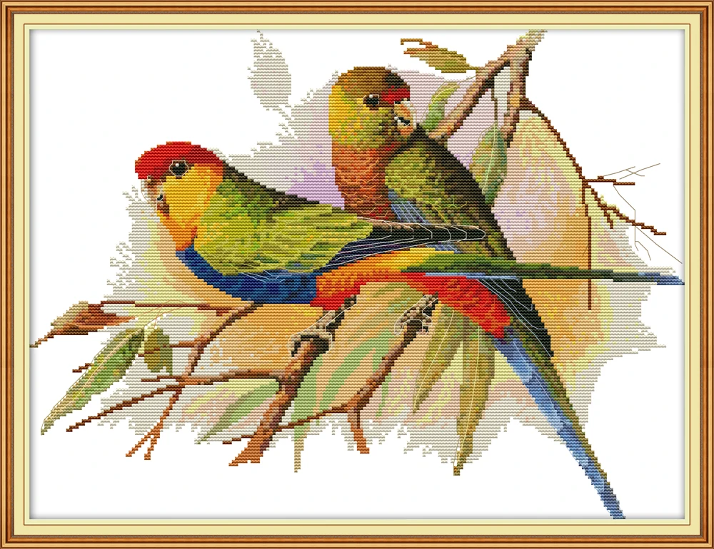 

Two Parrots 2 cross stitch kit aida 14ct 11ct count print canvas cross stitches needlework embroidery DIY handmade