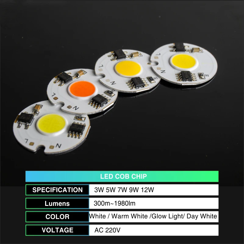 10 шт./лот LED 220 В COB Bead 12 Вт 9 7 5 3 умный IC свет чип холодный и теплый белый для