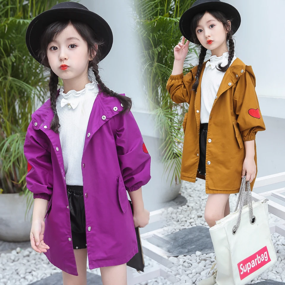 

Trench Coat For Girls 4 5 6 7 8 9 10 11 12 13 Years Spring Solid Teenagers Baby Girl Jacket 2018 Long Sleeve Children Outwear