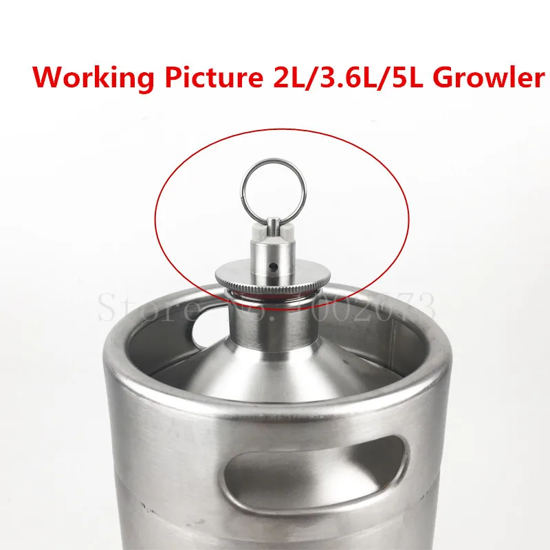 Stainless Steel Homebrew Beer Growler Lid With Pressure Relief Valve 2L3.6L5L Keg Growler Replacement (2)