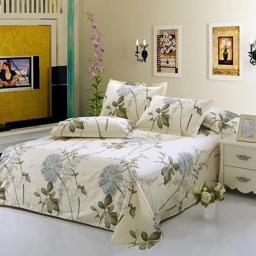 Хлопок саржевая кровать двойной лист полная королева Королевское постельное белье печать одиночные двойные постельные принадлежности, простыня для взрослых детей#204-2 - Цвет: 43