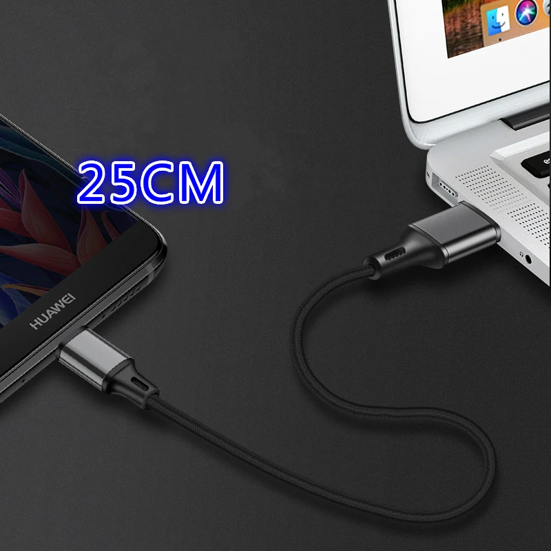 Быстрый кабель type-C для Apple, iPhone, Macbook, Xiaomi mi, samsung, lenovo, zte, 25 см, Usb C, Кабо, mi, cro, usb, зарядка, быстрое зарядное устройство