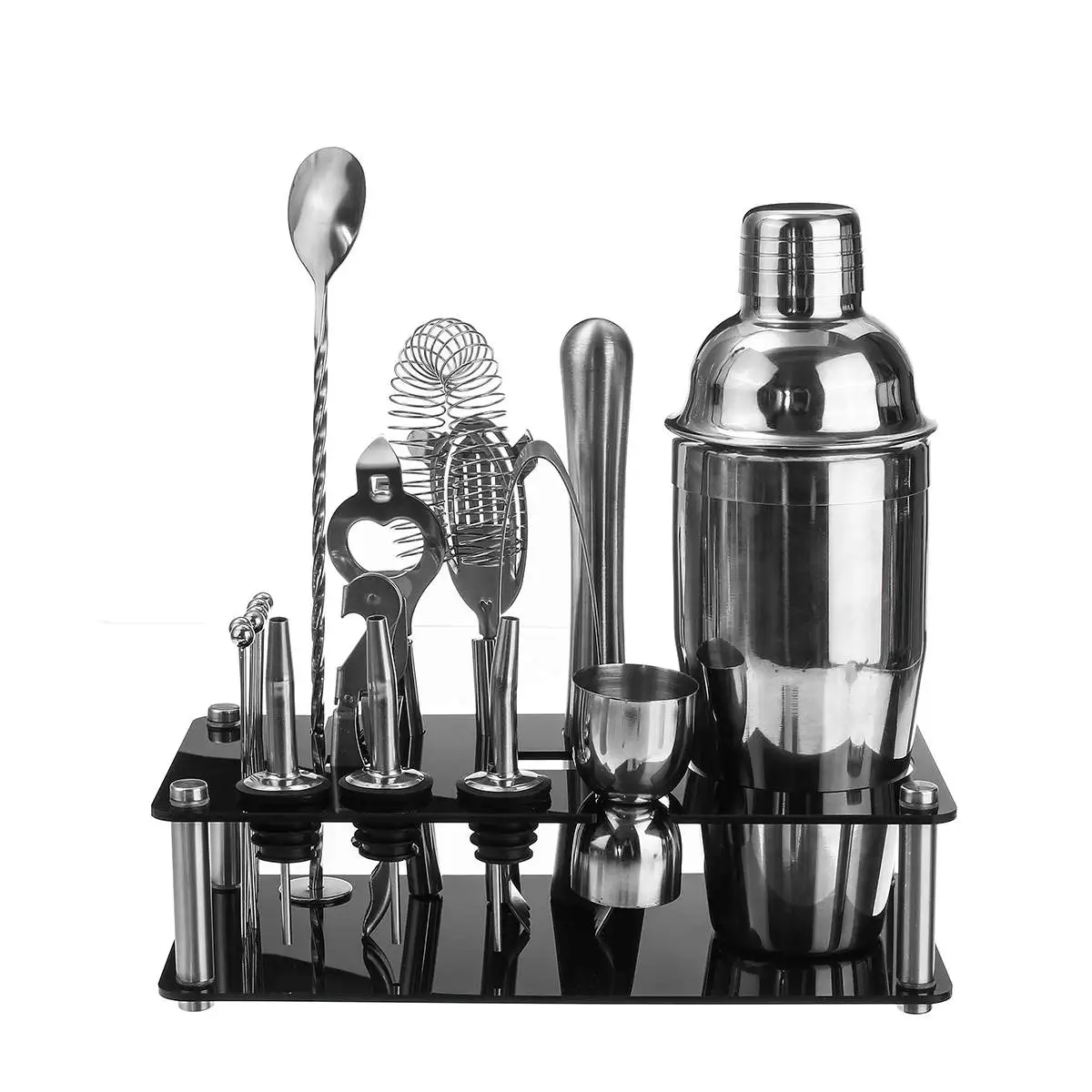 

18pcs/SAt New 750ml Bartender Kit Stainless Steel Cocktail Shaker Set Drink Mixer Bar Set Bar Supplie With Stand