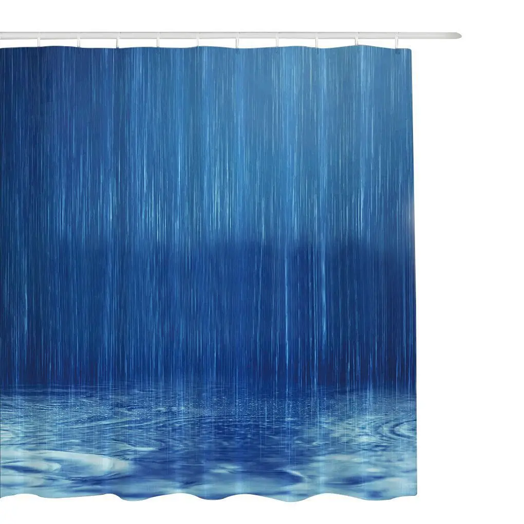 Buy 6 Size Blue Polyester Mildew Resistant Shower Curtain Waterproof Bathroom