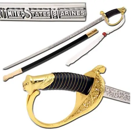 S0174 золото США USMC Корпус морской пехоты одежда офицер NCO меч W/ ETCHINGS 37&quot|sword|sword