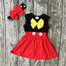 Nouvelle arrivée de bébé filles vêtements enfants portent d’été princes rouge jaune noir robe sans manches coton mtaching accessoires boutique