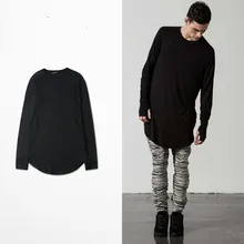 Palace Men Long Sleeve Extended Hip Hop T Shirt Arc Bottom Tyga Kpop Swag Men’s Casual Yeezus Streetwear Camisetas Trasher Kpop