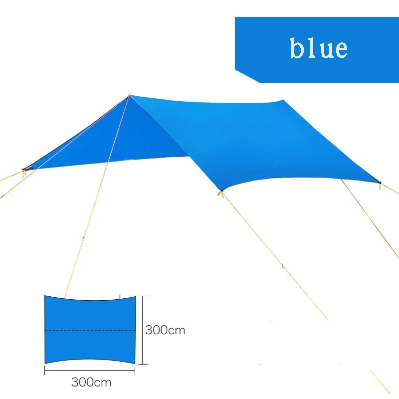 3 м х 3 м наружный коврик тент сарай ультра-легкий дождь брезент укрытие солнцезащитный крем влагостойкий водонепроницаемый износостойкий пляж Кемпинг - Цвет: Синий