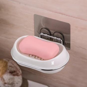 

ShuangQing Home Reside Creative suction cup bathroom without traces can drain soap holder bathroom soap box wall hanging SQ-5046