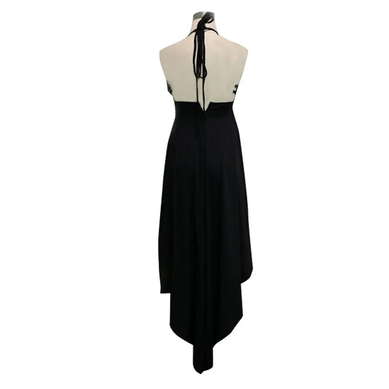 Fashion summer dress 2018 black dress Womens Backless V Neck Party Asymmetry Dress Cocktail Prom Bridesmaid Gown vestido J12#N (4)