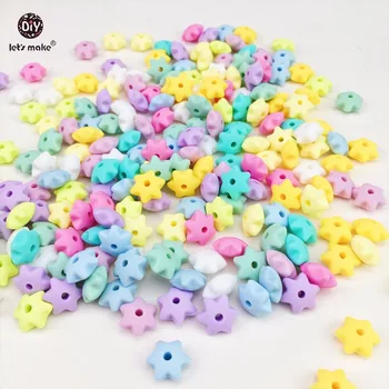 

Let's Make Wholesale 500pc Silicone Beads Hexagram Star Colorful Beads DIY Crafts Teething Baby Toys Silicone Baby Teether 10mm