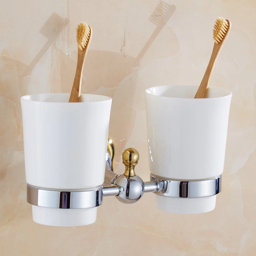 Silver Polish Cup Holder Modern Double Tumbler Holder Flower Design Cup