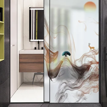 

China Modern Wind Glass Foil Scrub Sticker Opaque Translucent Bar Club Living Room Sliding Door Glass Decorative Sticker