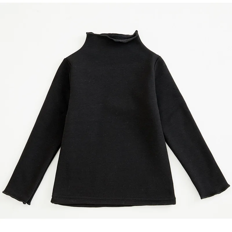 Коллекция года, зимние футболки для девочек хлопковые детские топы с длинными рукавами, Флисовая теплая водолазка, детские топы и блузки, BC450 - Цвет: black