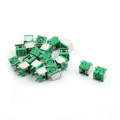 

20pcs Metal Cover 6P DIN PS/2 Mouse Keyboard PCB Socket Connector Green