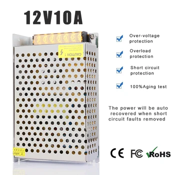 

DC12V 10A 120W Power Adapter / Power supply for LED strip led module, 1pc/lot free shipping lighting transformer