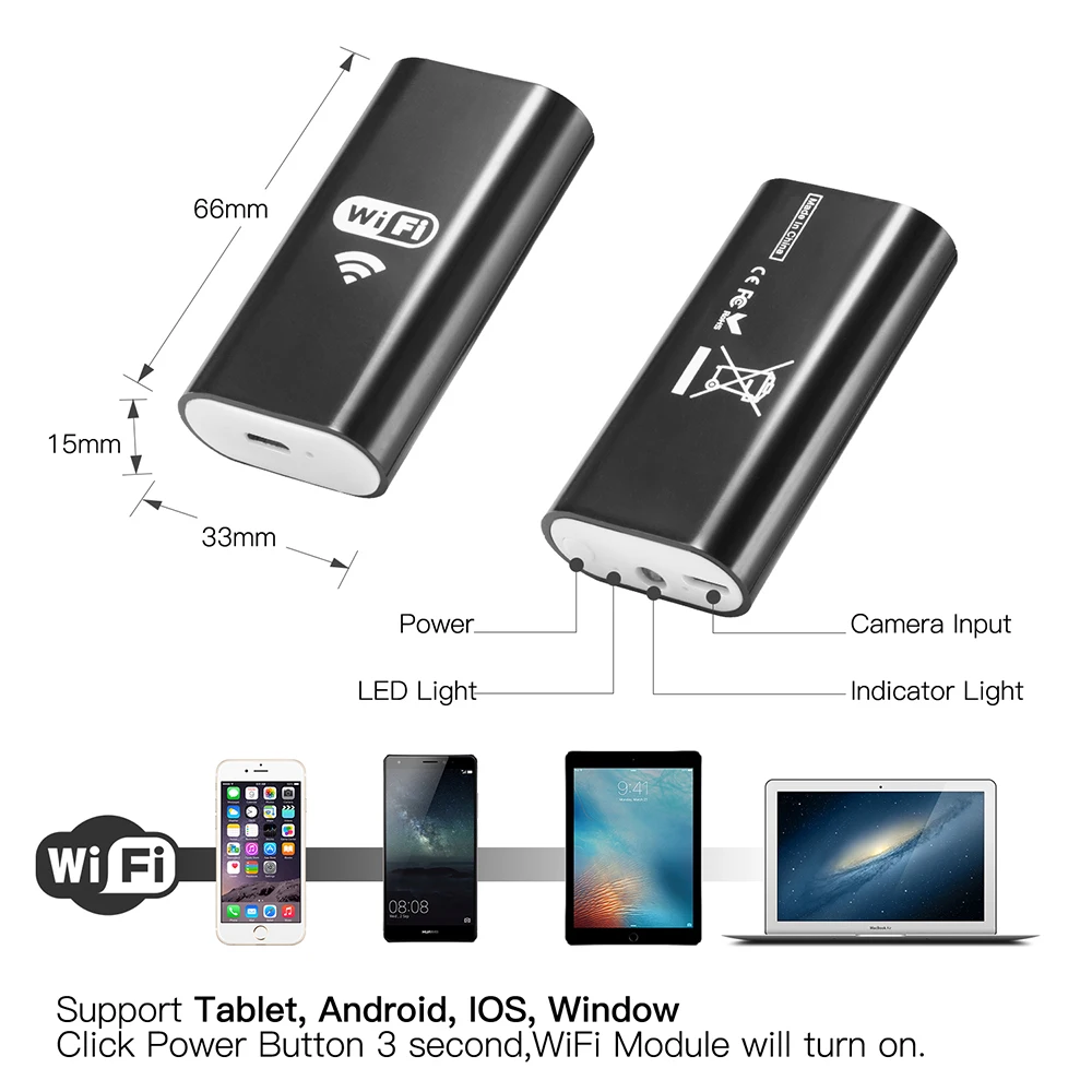 Беспроводной WiFi HD 720P 8 мм эндоскоп камера 1 м 2 м 5 м Wifi наружный USB эндоскоп бороскоп инспекция Android iPhone камера