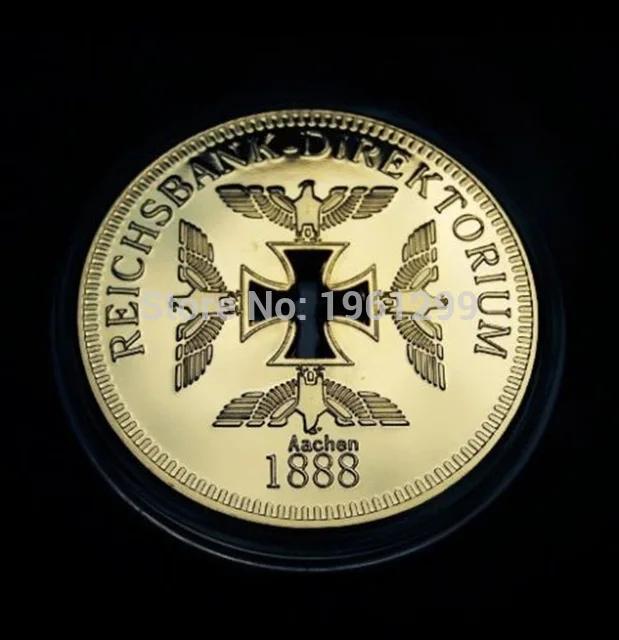 

Hot sale, 1888 Reichsbank 24k gold plated 1oz german coin, 999/1000 Commander Erwin Rommel War Coin, free shipping 5pcs/lot