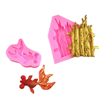 

Creative Silicone Chinese Style Bamboo Leaves And Koi Cake Moulds Fondant Mold Koi And Bamboo Grain Mold Cake Decorations
