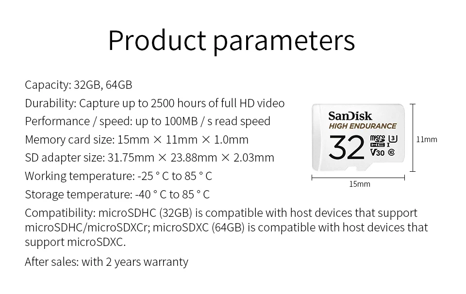 Высокопрочная Карта памяти SanDisk 32 Гб 64 Гб Micro SD карта SDHC/SDXC класс 10 TF карты для видео мониторинга вождения рекордер