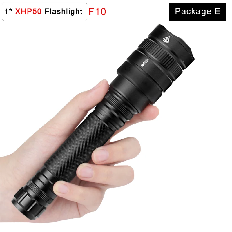 Package E 5000 люмен фонарик лампа супер мощный linterna led zaklamp Zoom СВЕТОДИОДНЫЙ Фонарь xhp50 V6 18650 батарея лучший кемпинг, открытый - Испускаемый цвет: Package E